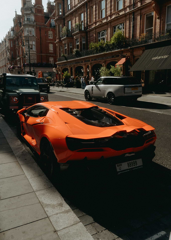 Orange Lamborghini Revuelto in London