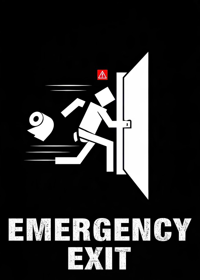 Funny Emergency Exit Toilet Paper Sign