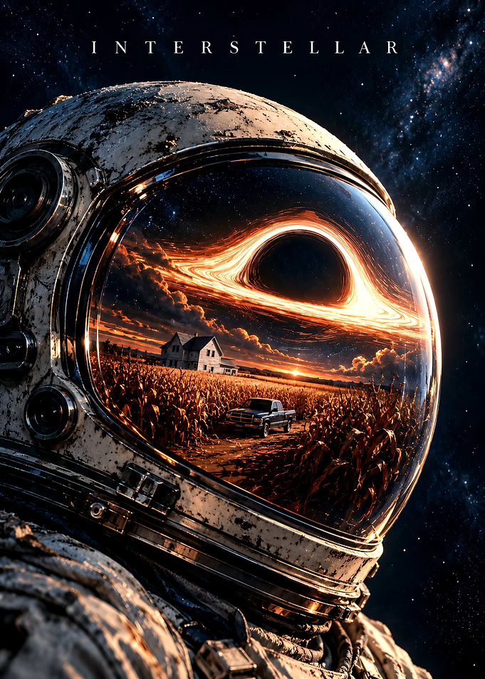 Interstellar Movie Poster Astronaut Reflection