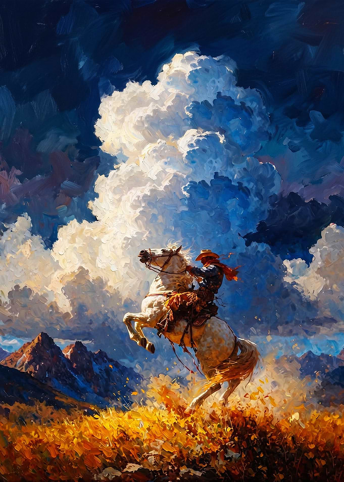 Wild West Cowboy Horse Oil Art