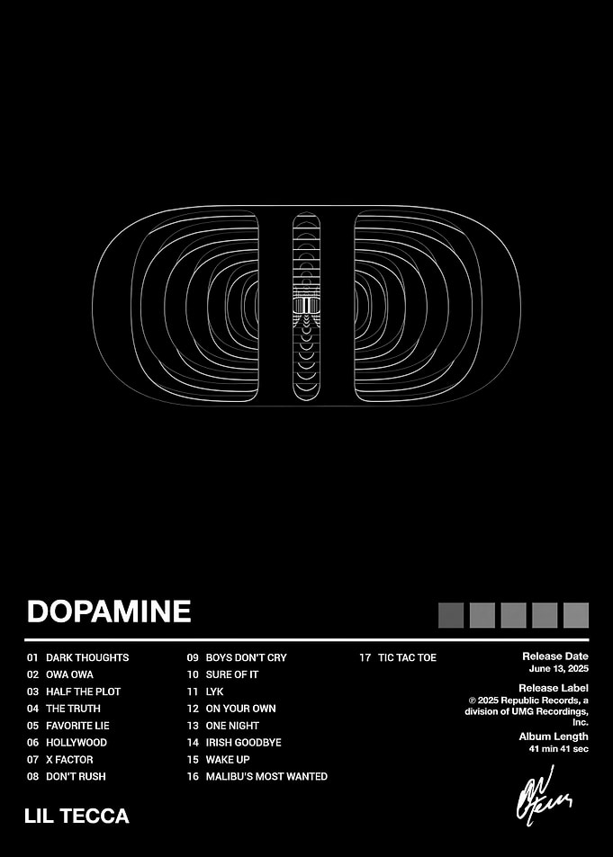 Lil Tecca Dopamine Album Tracklist Poster