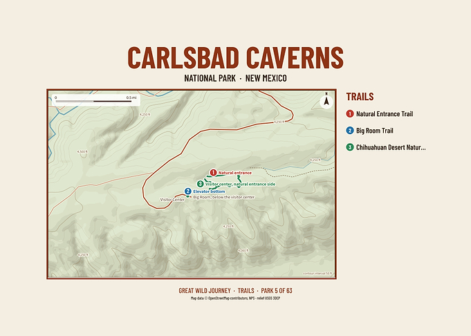 Carlsbad Caverns National Park Hiking Trail Map