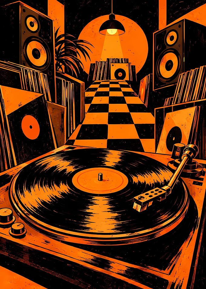 Retro Vinyl Record Player Illustration