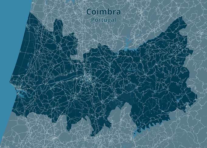 Coimbra Portugal Road Map Print