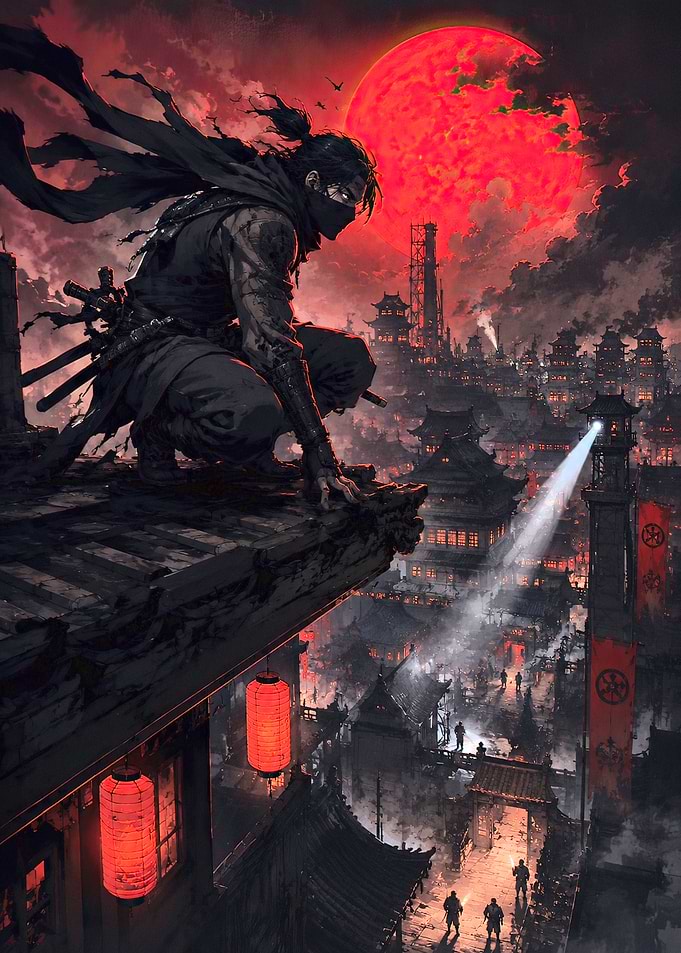 Ninja Watching Over Red Moon City