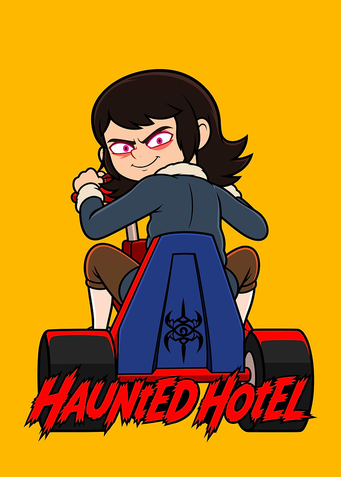 Haunted Hotel Go-Kart Character Illustration