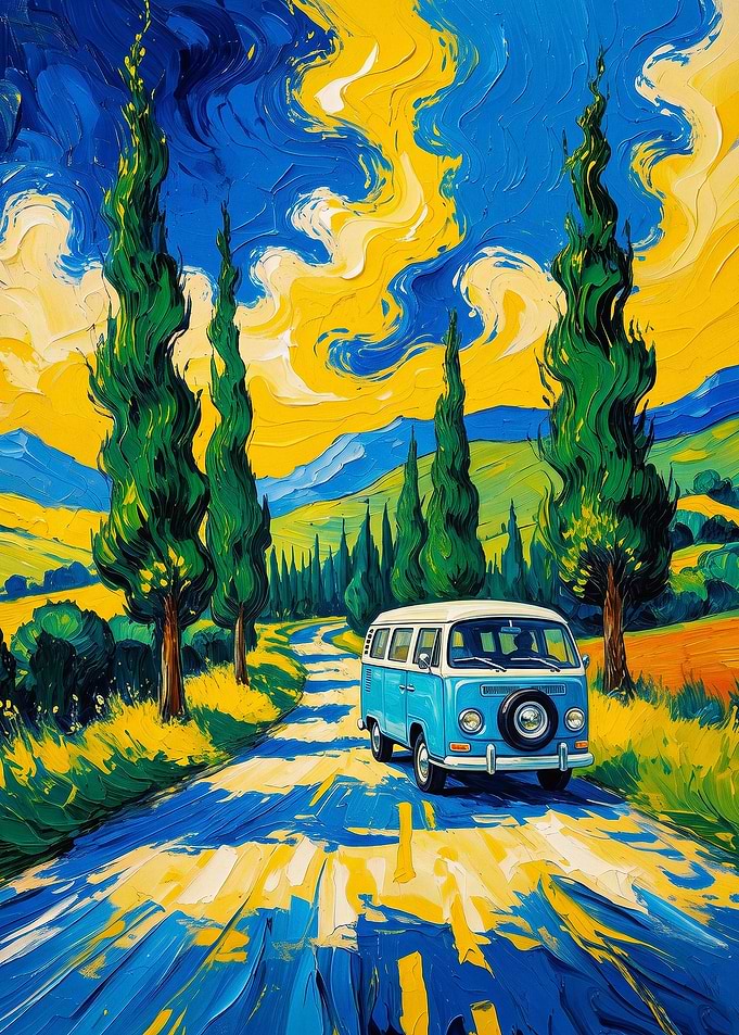 Van Gogh Van Retro Road Art