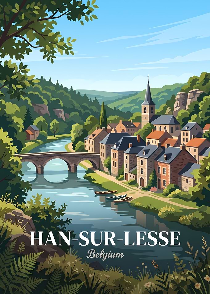Han-sur-Lesse Belgium Travel Poster