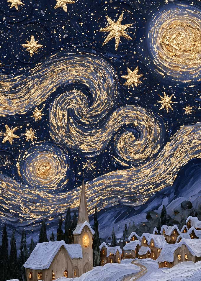 Golden Christmas Eve – Van Gogh Reimagined