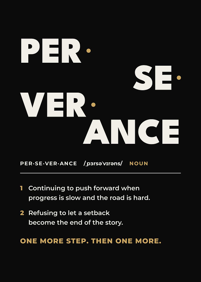 Perseverance Definition Black Minimalist Motivational Poster