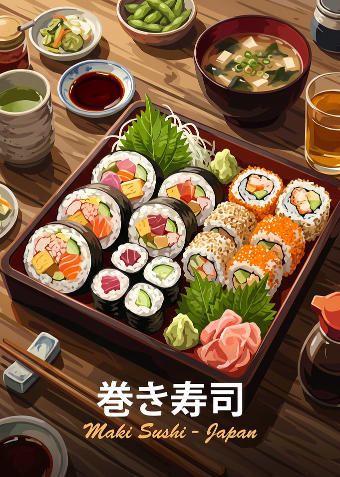Traditional Japanese Maki Sushi Platter