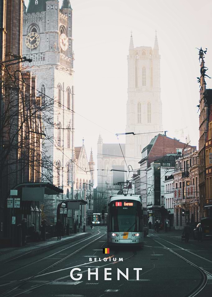Ghent Belgium Tram Cityscape