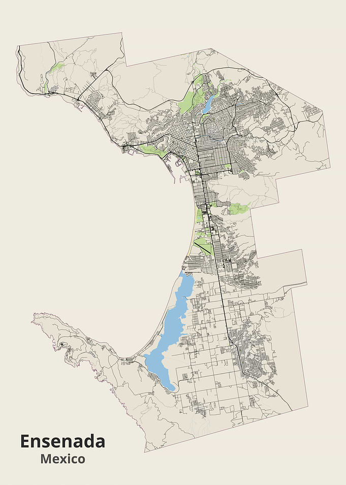 Ensenada Mexico City Map Print