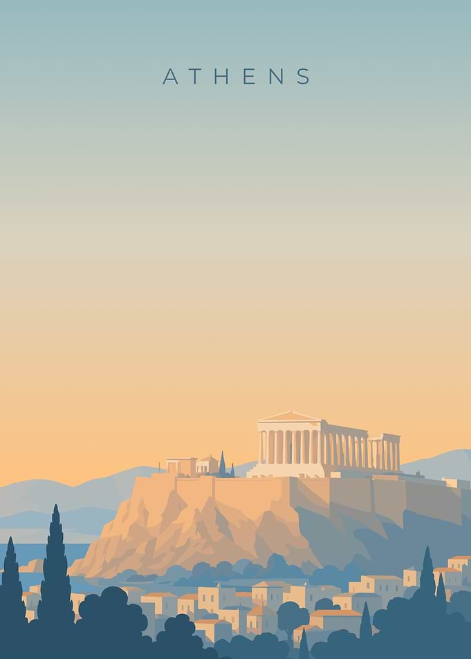 Athens | Minimal Vintage Travel Poster