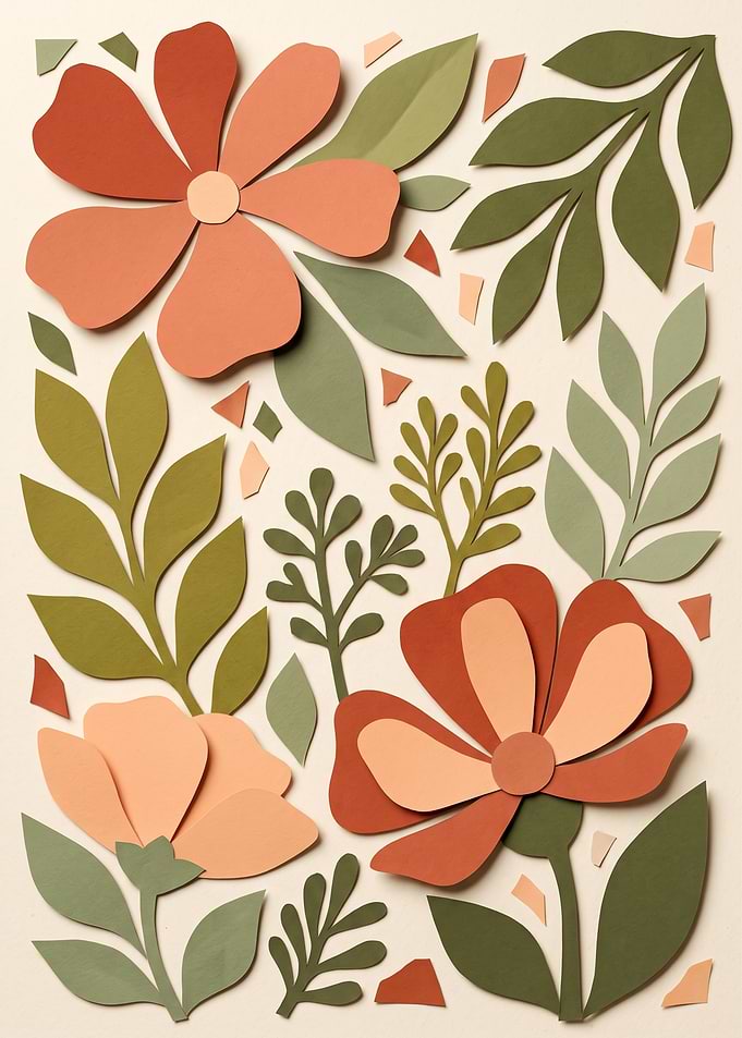 Paper Cutout Floral Botanical Art