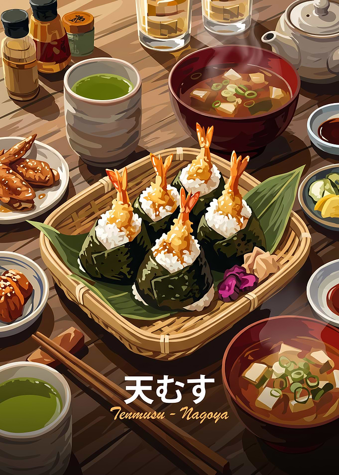 Tenmusu Nagoya Japanese Food Illustration