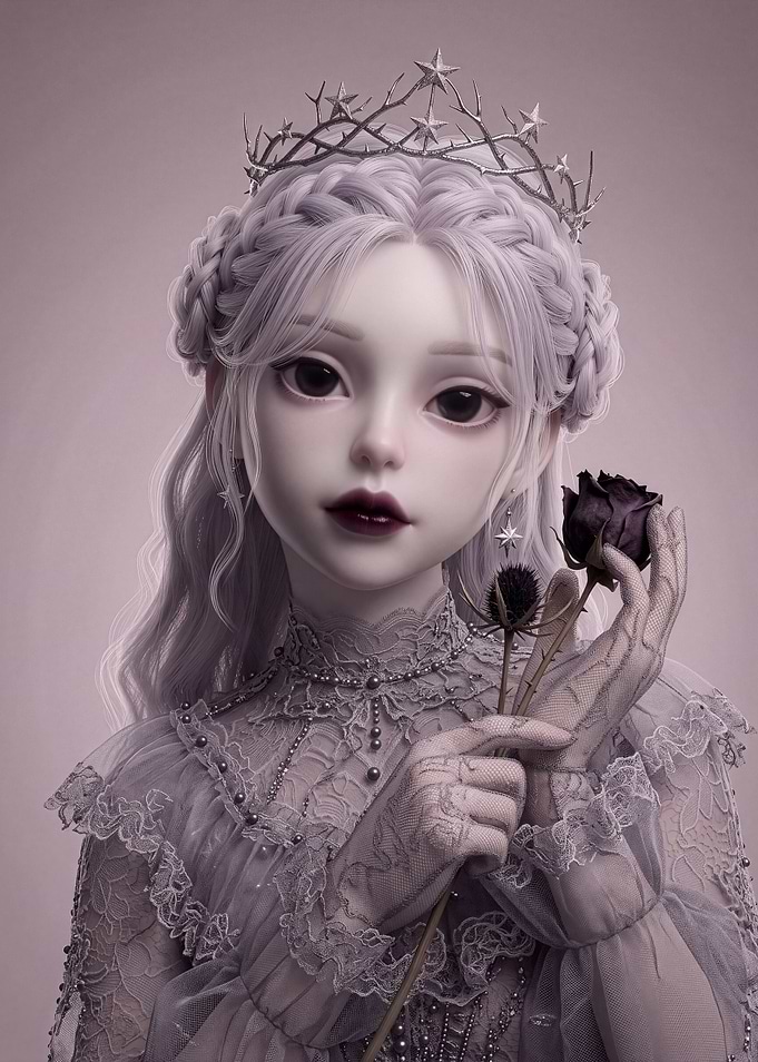 Ethereal Gothic Princess with Rose