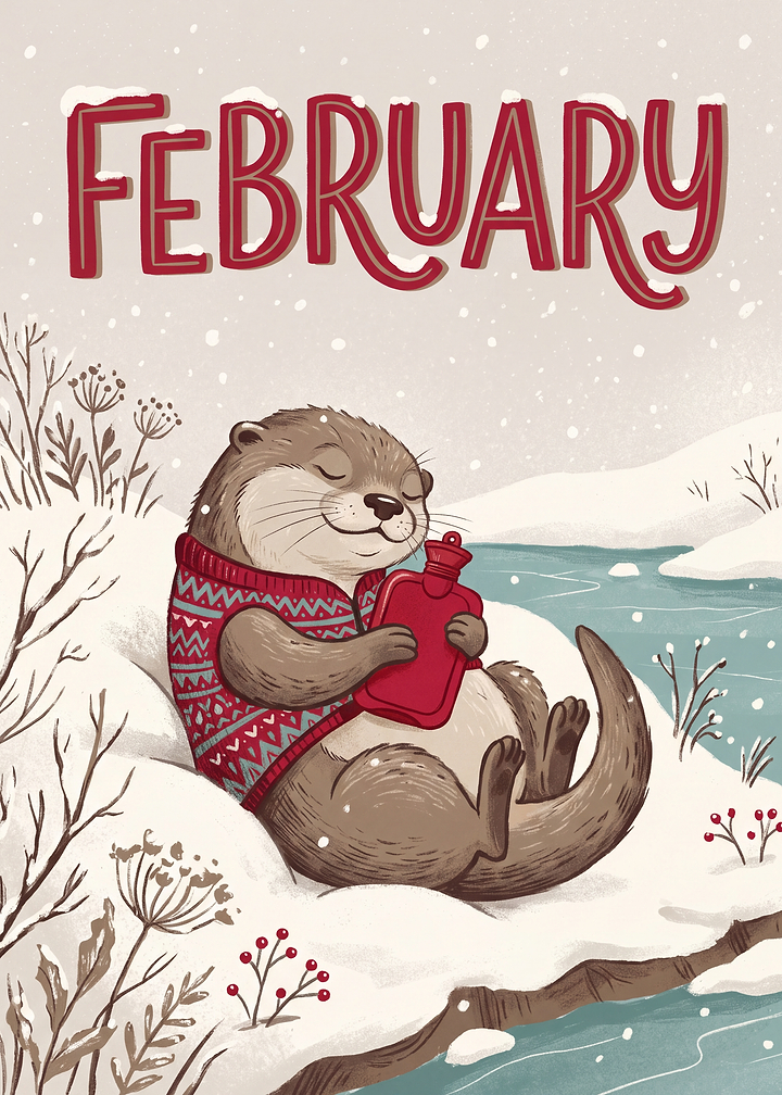 February: Cozy Otter Illustration