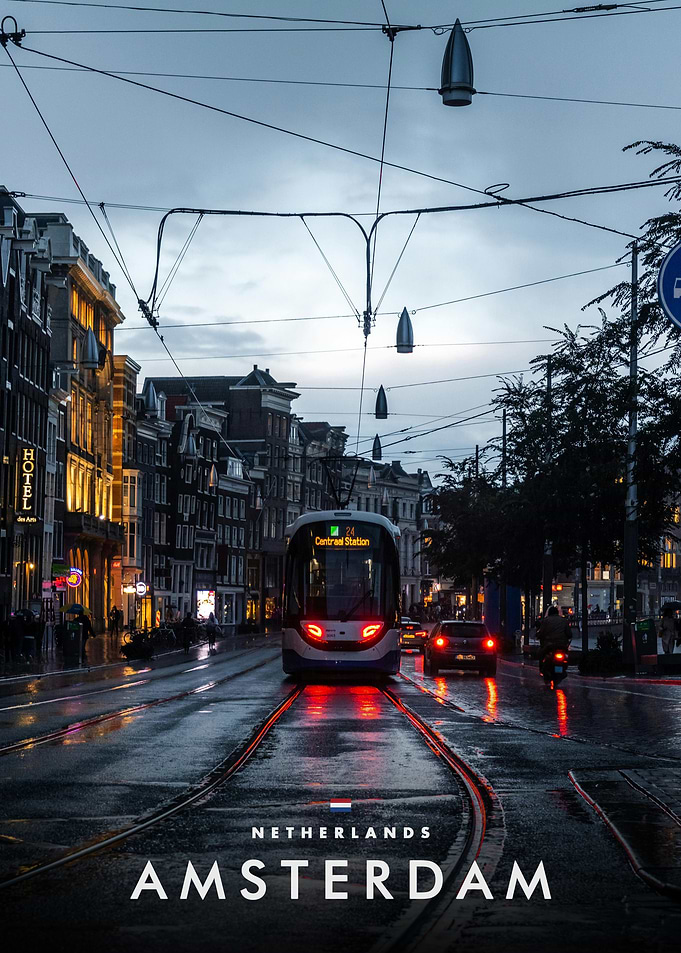 Amsterdam Street Scene at Dusk