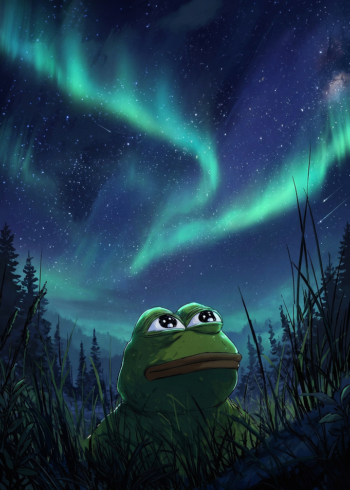 Pepe Frog Northern Lights Poster