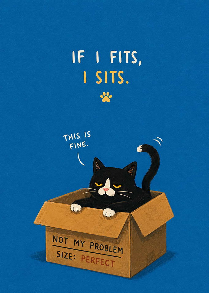 Funny Cat in a Box Illustration