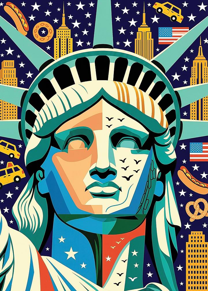 Pop Art Graphic Statue of Liberty Illustration