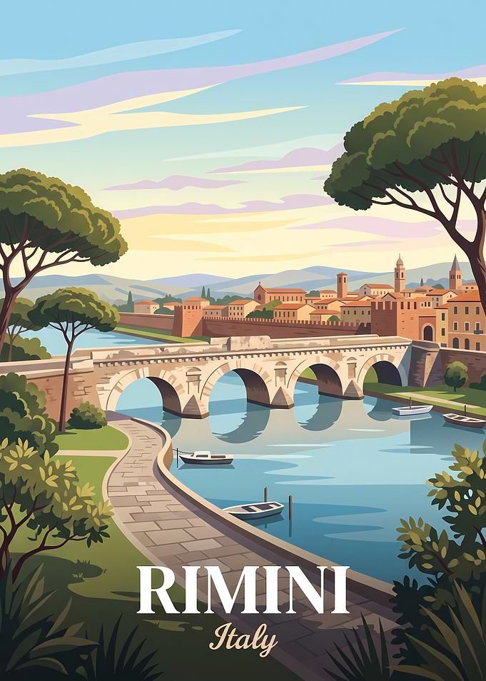 Vintage Travel Poster of Rimini Italy