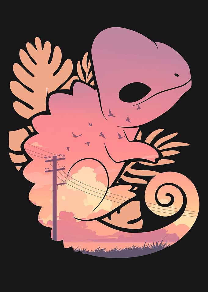 Cute Chameleon Japanese Botany