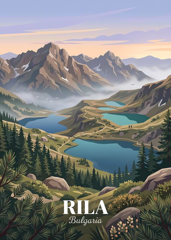 Rila Mountains Bulgaria Travel Poster