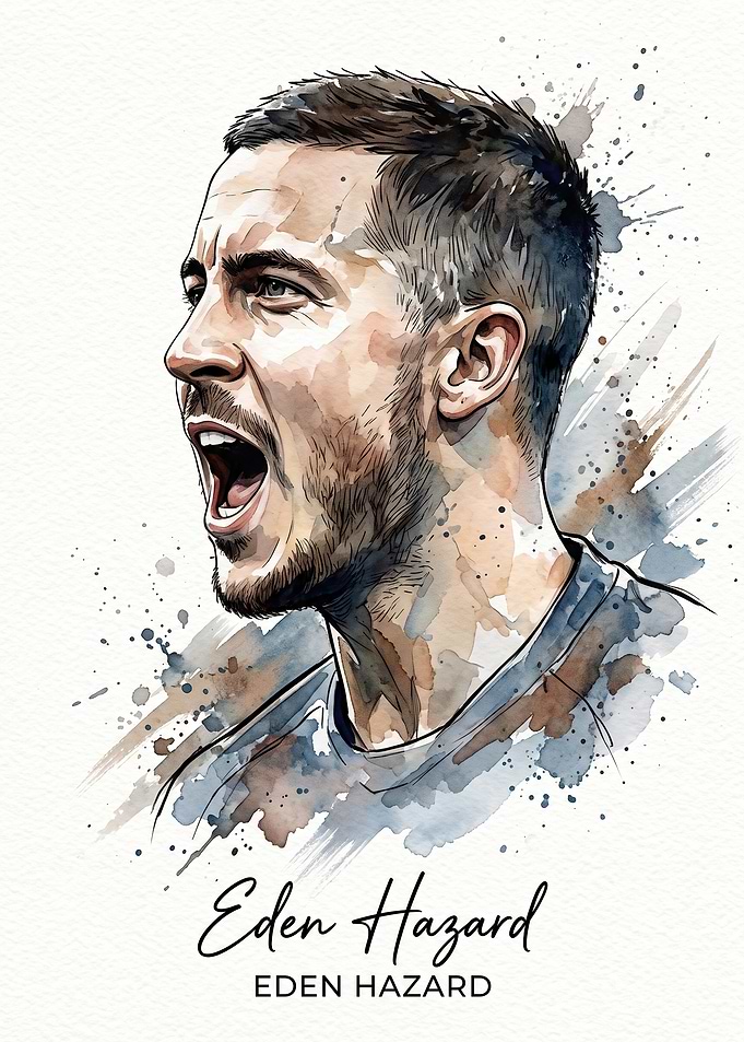 Eden Hazard Watercolor Portrait