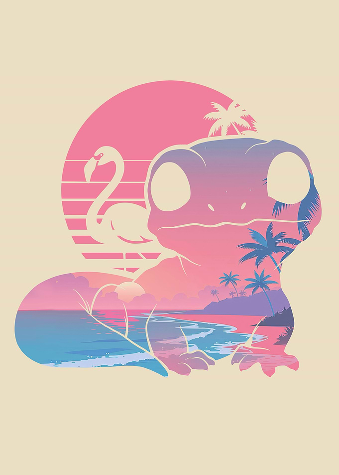 Leopard Gecko Tropical Summer Retro