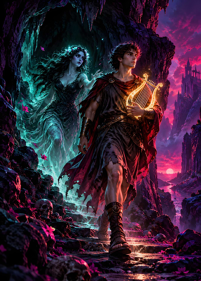 Orpheus Glowing Lyre Underworld Cave Art