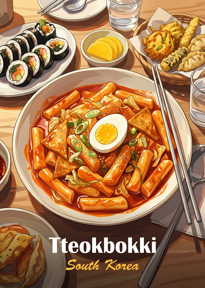 Tteokbokki South Korea Food Illustration