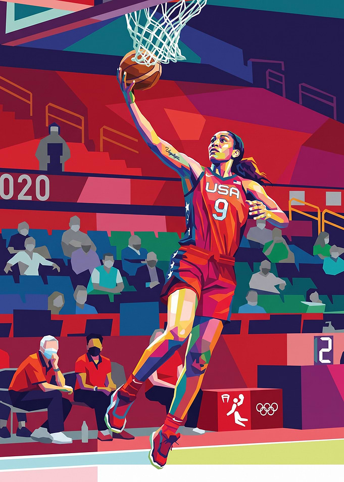 Aja Wilson USA Basketball Player Olympic Pop Art