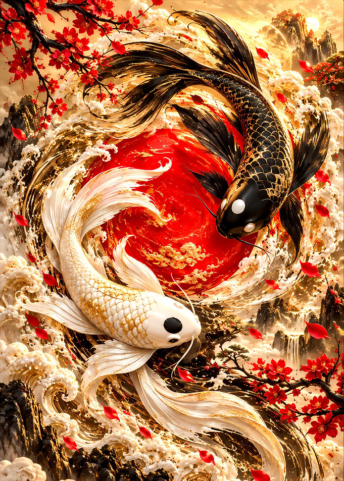Yin Yang Koi Fish Art