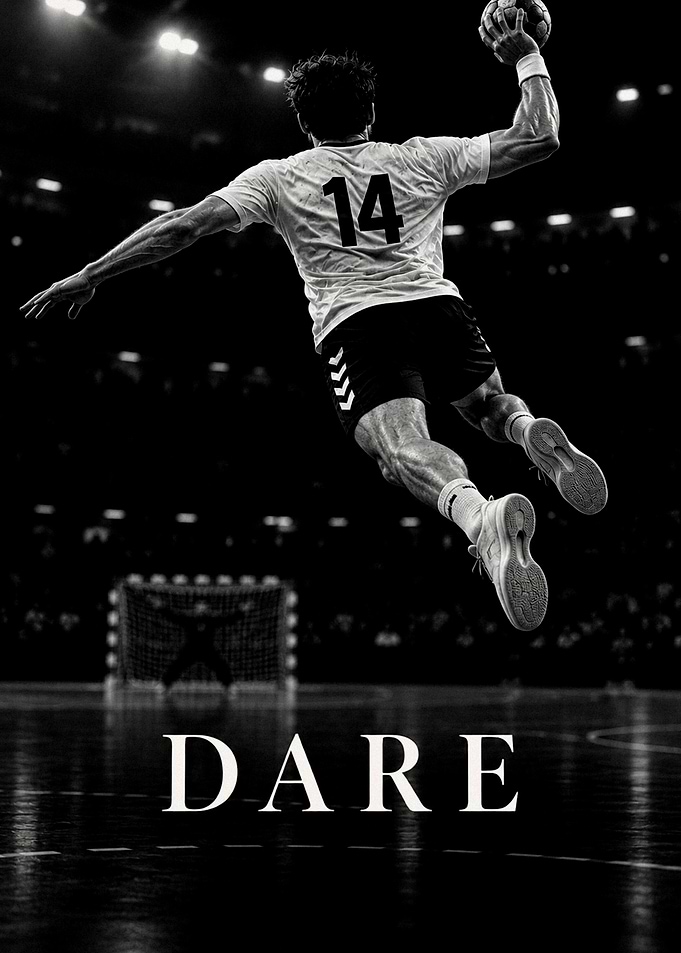 Handball Player Mid-Air Action Shot