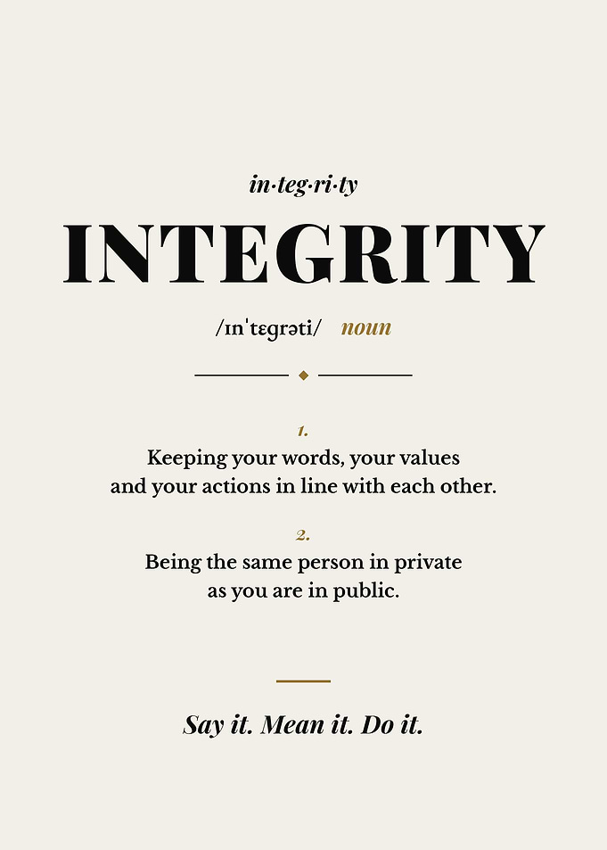 Integrity Definition White Minimalist Motivational Poster