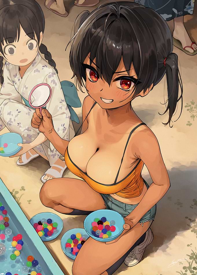 Anime Girl Playing Super Ball Scooping
