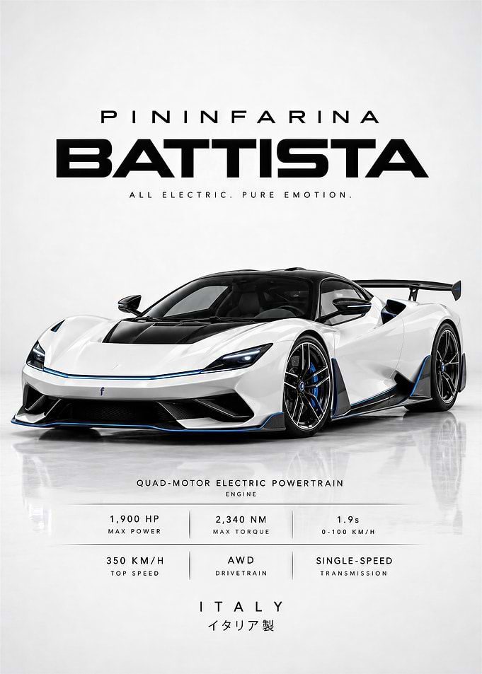 Pininfarina Battista Electric Hypercar Poster