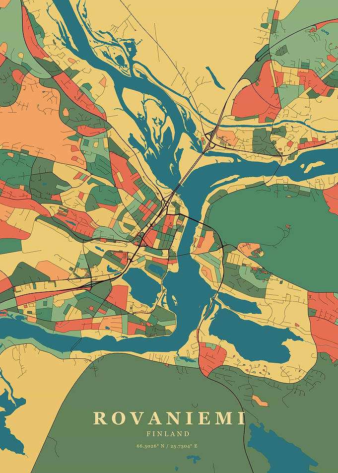 Rovaniemi Finland Map Poster