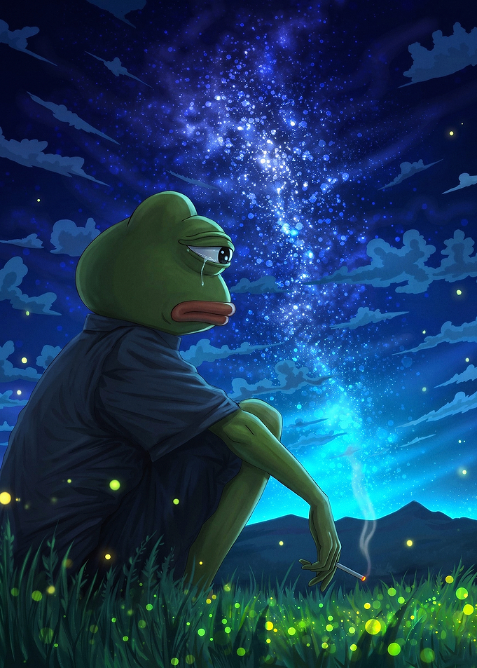 Sad Frog Cosmic Night Art