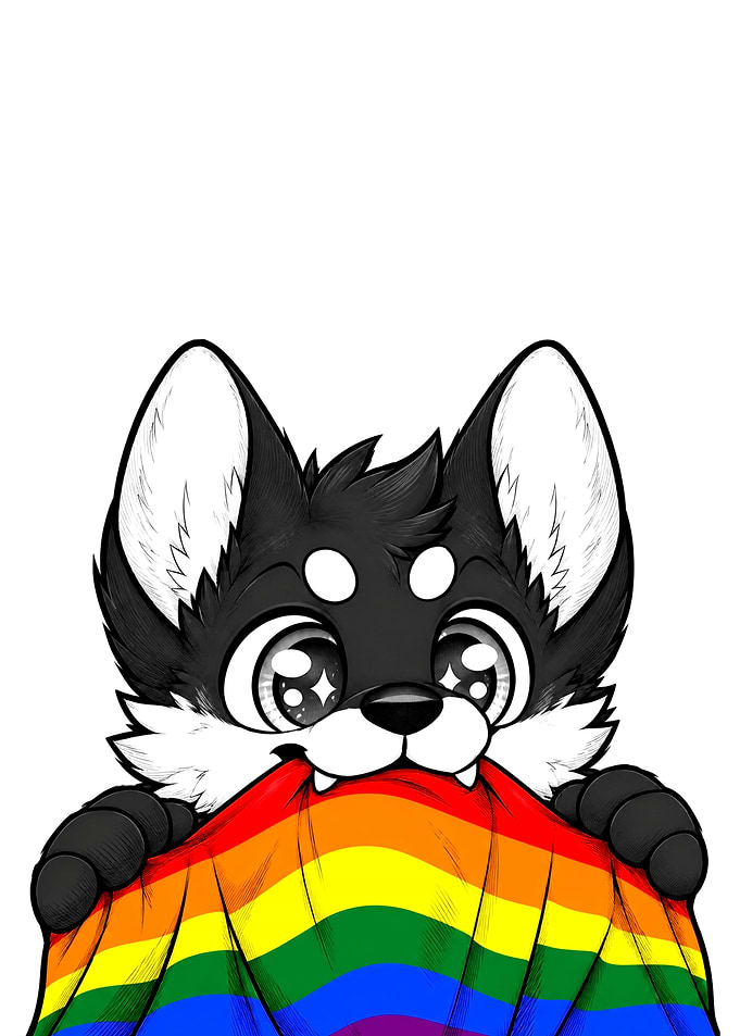 Cute Furry Character Holding Pride Flag