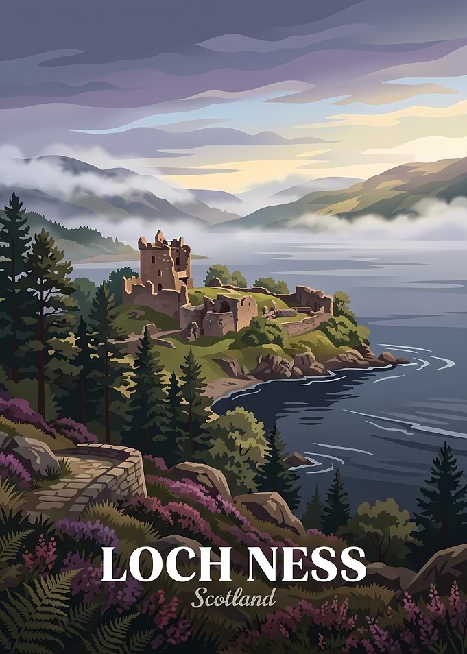 Loch Ness Scotland Travel Poster