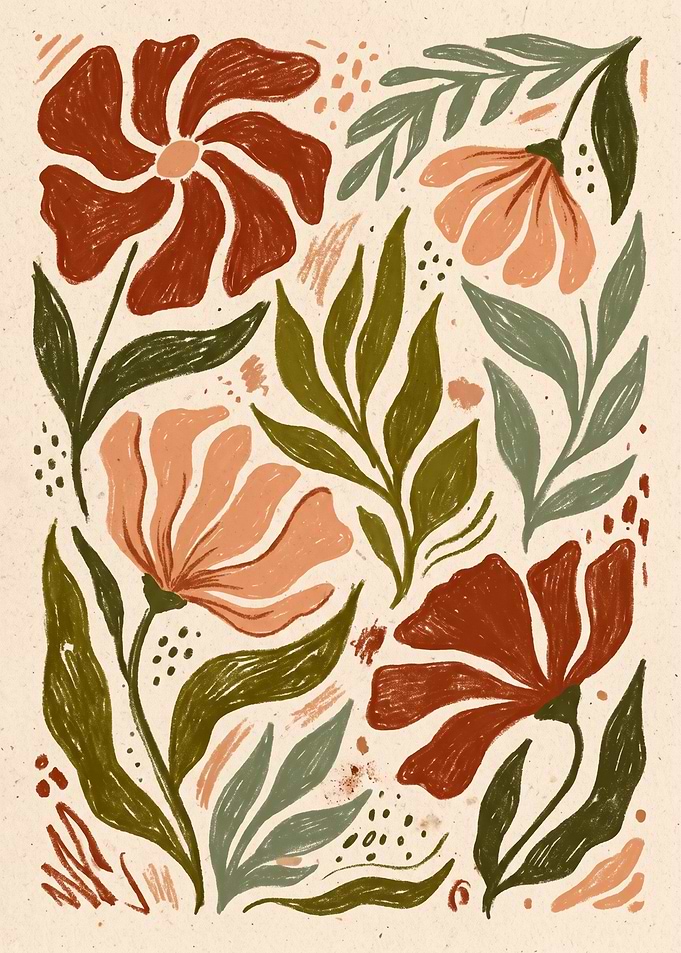 Boho Floral Botanical Art Print