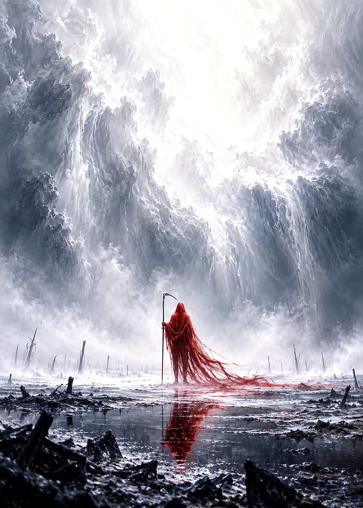 Grim Reaper in Red Cloak