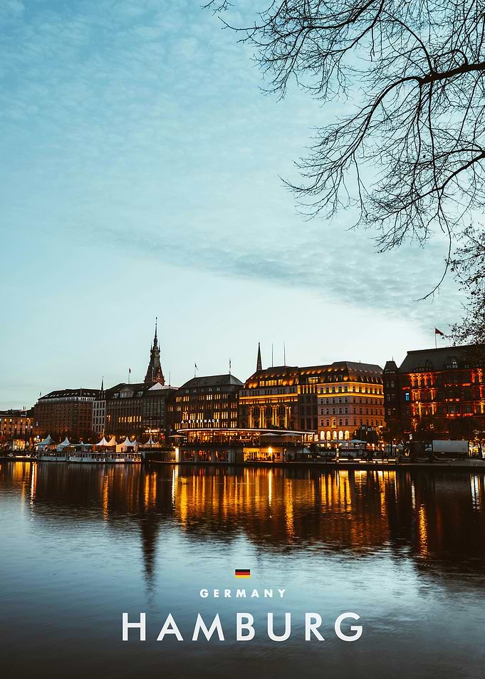 Hamburg Germany Cityscape at Twilight