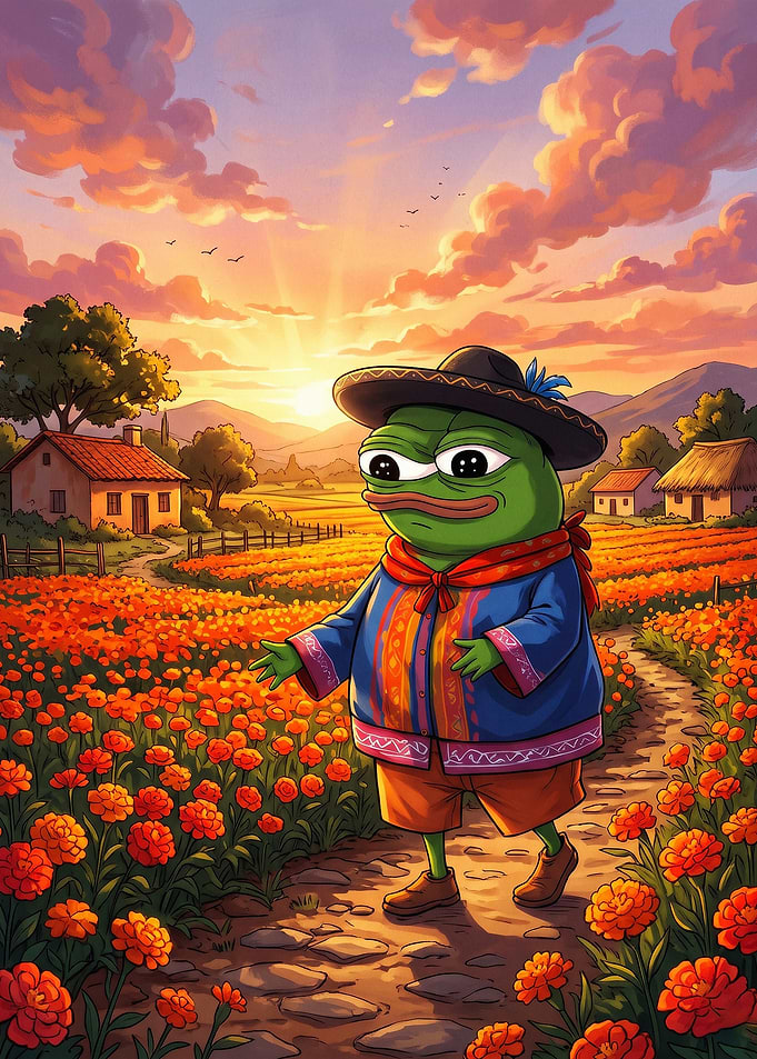 Pepe Frog Mexican Village Sunset Ar