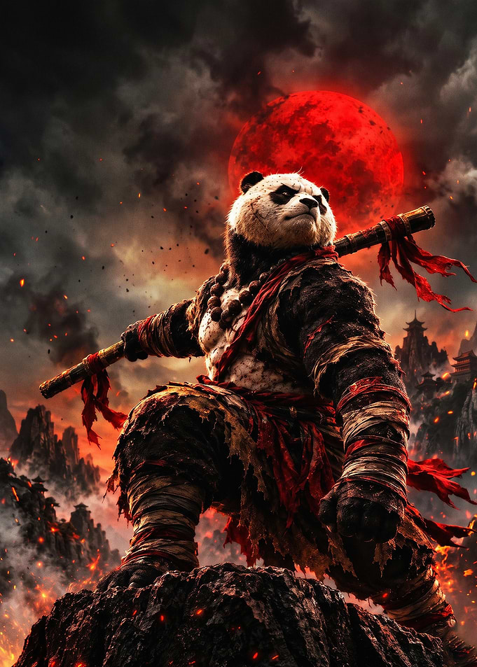 Panda Warrior Dark Fantasy Art