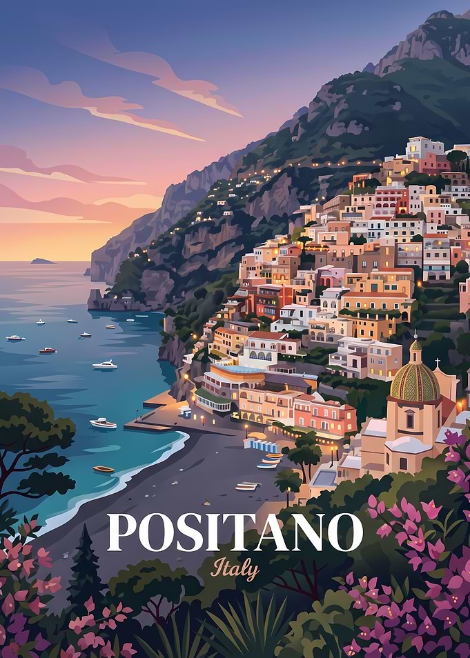 Positano Italy Travel Poster