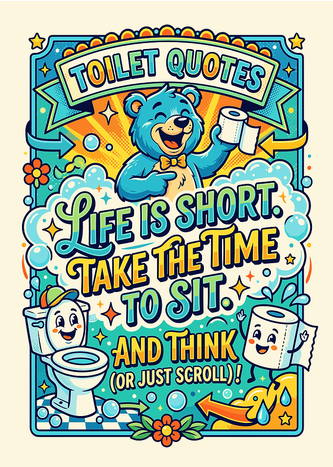 Funny Toilet Quote Poster with Bear